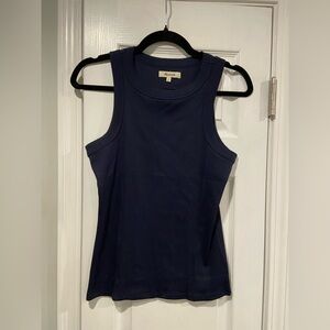 NWOT Madewell Size S Navy Blue Ribbed Supima Cotton Racerback Tank Top Stretch